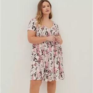 Torrid Pink and Black Butterfly Print Dress Size 3
